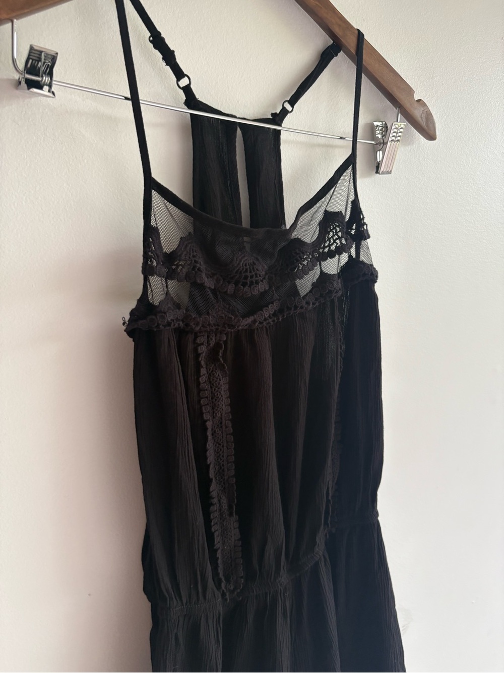U2B Black Lace Mesh Racerback Romper Women’s Large Boho Festival Sleeveless - Picture 4 of 9